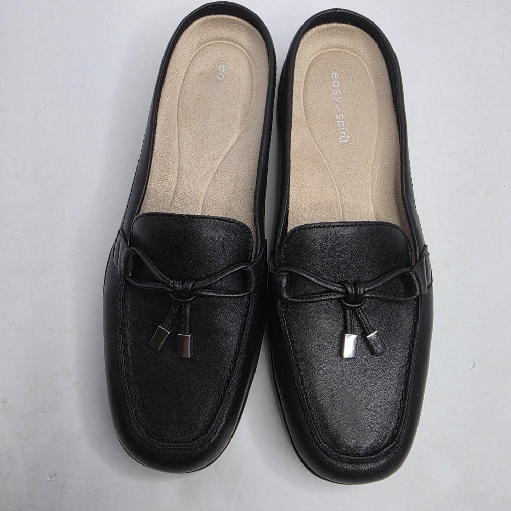 Easy Spirit Sepatti Slip On Mules Black Womens Size 7 Leather Uppers